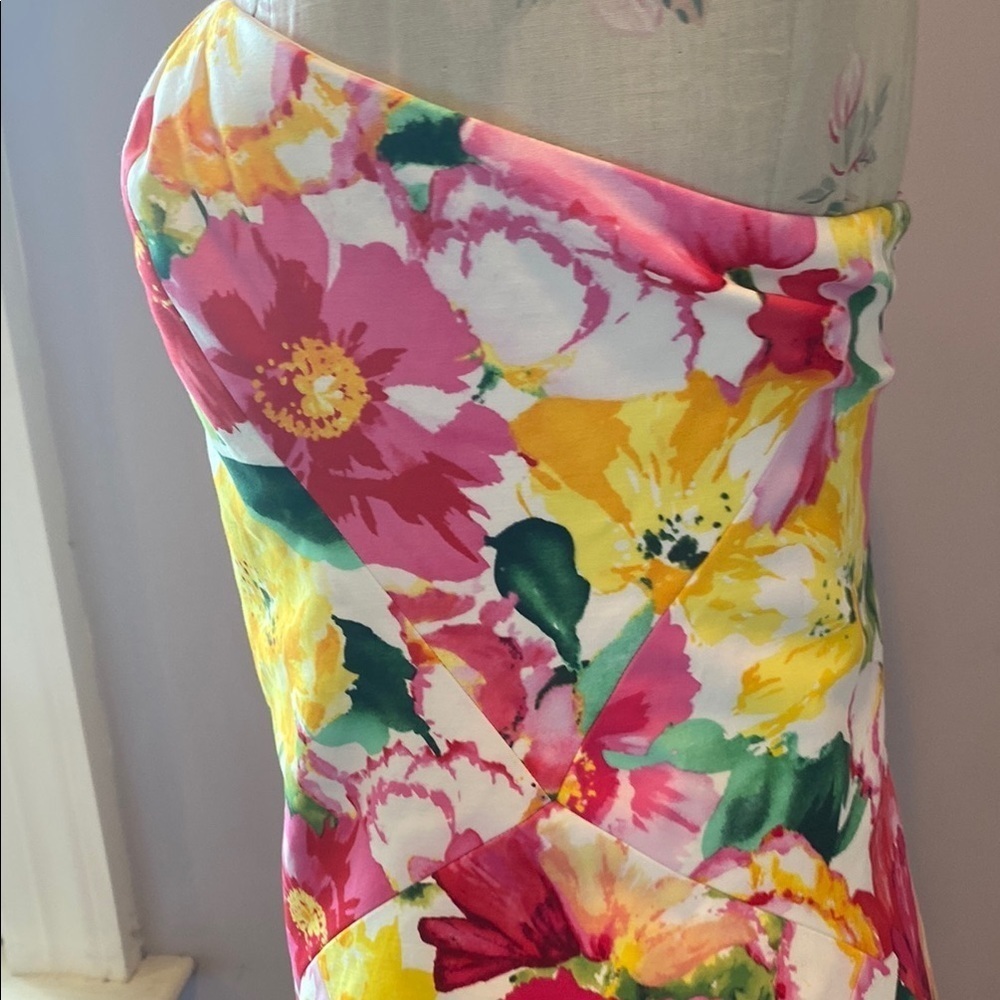 Ralph Lauren Pink Yellow Trumpet Midi Dress - Picture 6 of 11
